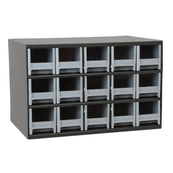 Grey, 17" x 11" x 11" Steel Modular Cabinet w/ 15 Drawers - Drawer Size 3-3/16" x 3-1/16" x 10-9/16"