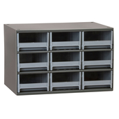Grey, 17" x 11" x 11" Steel Modular Cabinet w/ 9 Drawers - Drawer Size 5-3/16" x 3-1/16" x 10-9/16"
