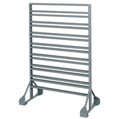 Grey, 36" x 20" x 53", 2 Sided, 16 Rail Bin Rack