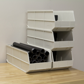 Beige, 20-1/2" x 11" x 7 Shelf Bin w/ 1 Divider (6 Per Carton)