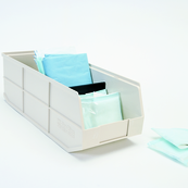 Beige, 20-1/2" x 11" x 7 Shelf Bin w/ 1 Divider (6 Per Carton)