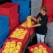Blue, 19-1/2" x 15-1/2" x 13" Nest and Stack Tote (6 Per Carton)