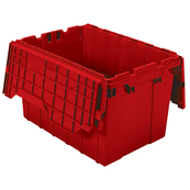 Red, 21" x 15" x 12" Attached Lid Container, Traction Bottom (6 Per Carton)