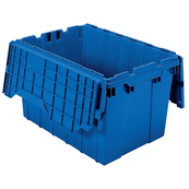 Blue, 21" x 15" x 12" Attached Lid Container, Traction Bottom (6 Per Carton)