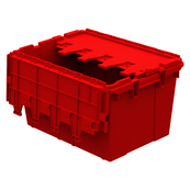 Red, 21" x 15" x 12" Attached Lid Container, Traction Bottom