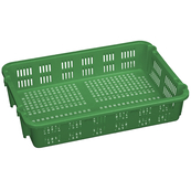 Green, 19"L x 13"W x 4"H Stack and Nest Container w/ Vented Sides and Base