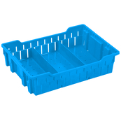 Lt. Blue, 19"L x 13"W x 5"H Stack and Nest Container w/ Vented Sides and Base w/ Dividers