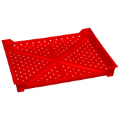 Red, 24"L x 18"W x 3"H Stackable Tray w/ Vented Sides and Base
