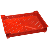 Red, 24"L x 18"W x 4"H Stackable Tray w/ Vented Sides and Base
