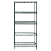 Grey, 12"D x 36"W x 54"H, 5 Shelf, Wire Shelving Starter Kit