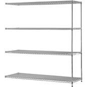 Chrome, 24"D x 60"W x 54"H, 4 Shelf, Wire Shelving Adder Kit
