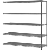 Grey, 24"D x 60"W x 54"H, 6 Shelf, Wire Shelving Adder Kit