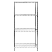 Chrome, 24"D x 36"W x 63"H, 4 Shelf, Wire Shelving Starter Kit