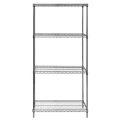 Grey, 24"D x 36"W x 63"H, 4 Shelf, Wire Shelving Starter Kit