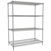 Chrome, 24"D x 48"W x 63"H, 4 Shelf, Wire Shelving Starter Kit