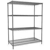 Grey, 24"D x 48"W x 63"H, 4 Shelf, Wire Shelving Starter Kit