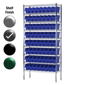 12"D x 36"W x 74"H Grey Epoxy Shelf w/ (9) Shelves and (64) 30040s