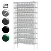 12"D x 36"W x 74"H Chrome Shelf w/ (9) Shelves and (64) 30040s