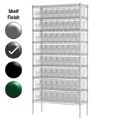 12"D x 36"W x 74"H Grey Epoxy Shelf w/ (9) Shelves and (64) 30040s