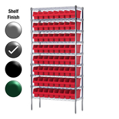 12"D x 36"W x 74"H Grey Epoxy Shelf w/ (9) Shelves and (64) 30040s