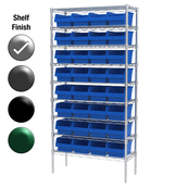 12"D x 36"W x 74"H Chrome Shelf w/ (9) Shelves and (32) 30080s