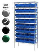 12"D x 36"W x 74"H Grey Epoxy Shelf w/ (9) Shelves and (32) 30080s