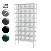 12"D x 36"W x 74"H Chrome Shelf w/ (9) Shelves and (32) 30080s