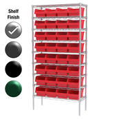 12"D x 36"W x 74"H Chrome Shelf w/ (9) Shelves and (32) 30080s