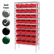 12"D x 36"W x 74"H Grey Epoxy Shelf w/ (9) Shelves and (32) 30080s