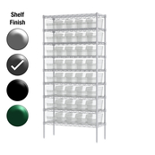 12"D x 36"W x 74"H Grey Epoxy Shelf w/ (9) Shelves and (40) 30090s