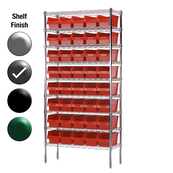 12"D x 36"W x 74"H Grey Epoxy Shelf w/ (9) Shelves and (40) 30090s