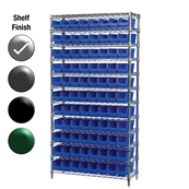 12"D x 36"W x 74"H Chrome Shelf w/ (12) Shelves and (88) 30120s