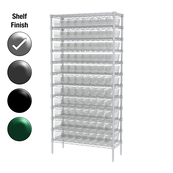 12"D x 36"W x 74"H Chrome Shelf w/ (12) Shelves and (88) 30120s