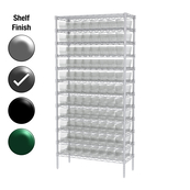 12"D x 36"W x 74"H Grey Epoxy Shelf w/ (12) Shelves and (88) 30120s