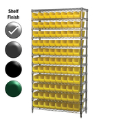 12"D x 36"W x 74"H Chrome Shelf w/ (12) Shelves and (88) 30120s