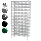 12"D x 36"W x 74"H Grey Epoxy Shelf w/ (12) Shelves and (55) 30130s