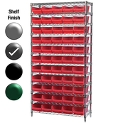 12"D x 36"W x 74"H Grey Epoxy Shelf w/ (12) Shelves and (55) 30130s