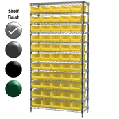 12"D x 36"W x 74"H Chrome Shelf w/ (12) Shelves and (55) 30130s