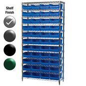 12"D x 36"W x 74"H Chrome Shelf w/ (12) Shelves and (44) 30150s