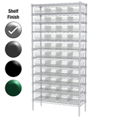 12"D x 36"W x 74"H Chrome Shelf w/ (12) Shelves and (44) 30150s