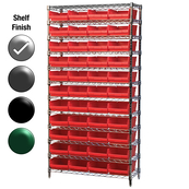 12"D x 36"W x 74"H Chrome Shelf w/ (12) Shelves and (44) 30150s