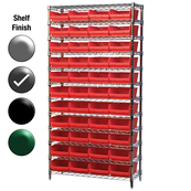 12"D x 36"W x 74"H Grey Epoxy Shelf w/ (12) Shelves and (44) 30150s
