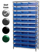 12"D x 36"W x 74"H Chrome Shelf w/ (12) Shelves and (33) 30170s
