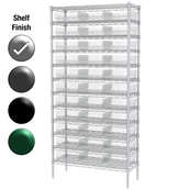 12"D x 36"W x 74"H Chrome Shelf w/ (12) Shelves and (33) 30170s