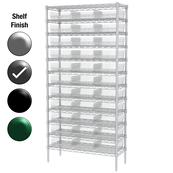 12"D x 36"W x 74"H Grey Epoxy Shelf w/ (12) Shelves and (33) 30170s