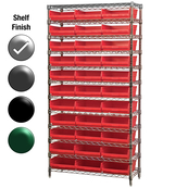 12"D x 36"W x 74"H Chrome Shelf w/ (12) Shelves and (33) 30170s