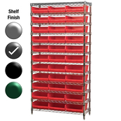 12"D x 36"W x 74"H Grey Epoxy Shelf w/ (12) Shelves and (33) 30170s
