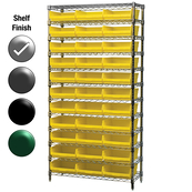 12"D x 36"W x 74"H Chrome Shelf w/ (12) Shelves and (33) 30170s