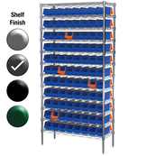 12"D x 36"W x 74"H Grey Epoxy Shelf w/ (12) Shelves and (88) 36442s