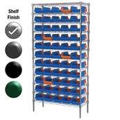 12"D x 36"W x 74"H Chrome Shelf w/ (12) Shelves and (55) 36462s